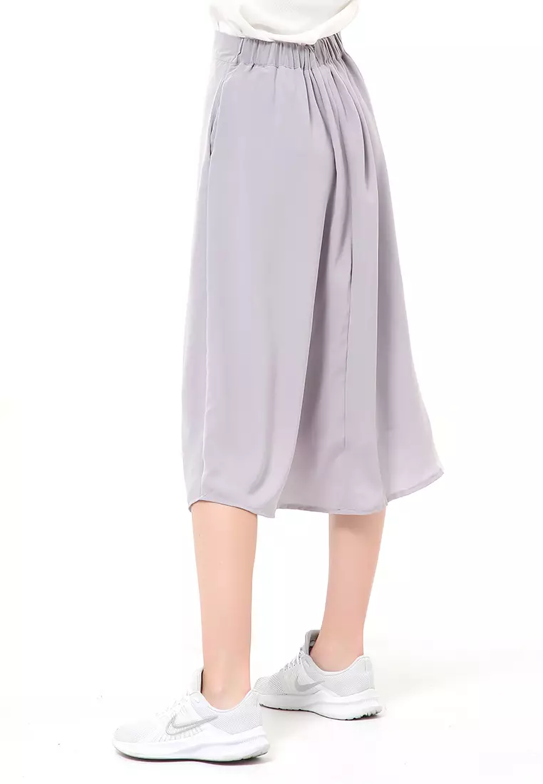 Trisha Rok Midi Wanita Model A-Line Simple Palin Motive Material Crepe ORIGINAL - Dusty Lilac
