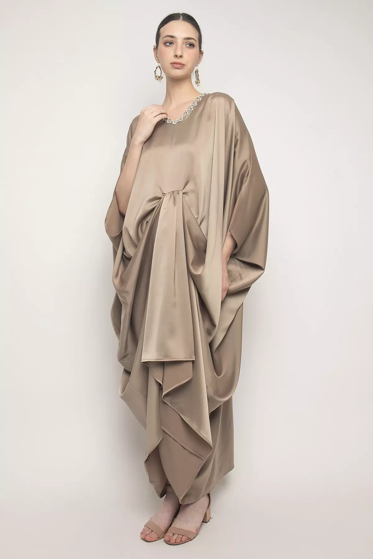 Calla Kaftan Dress in Dark Nude