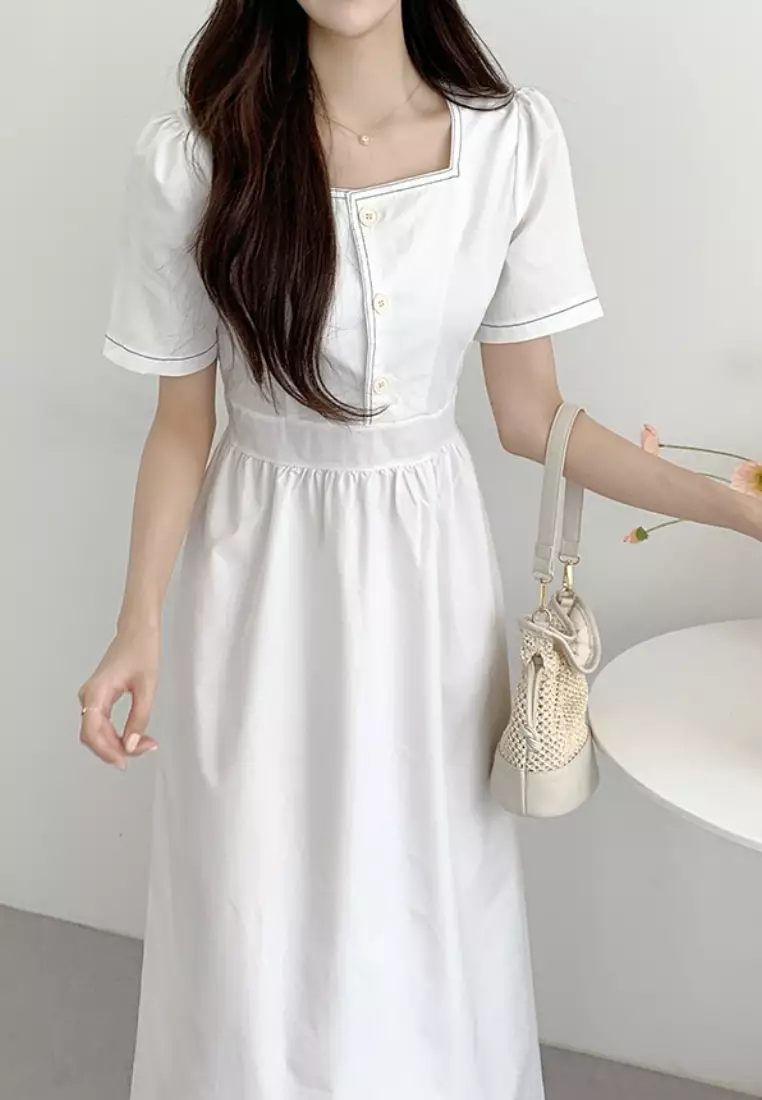 French retro square neck fashion dress CA26033036W