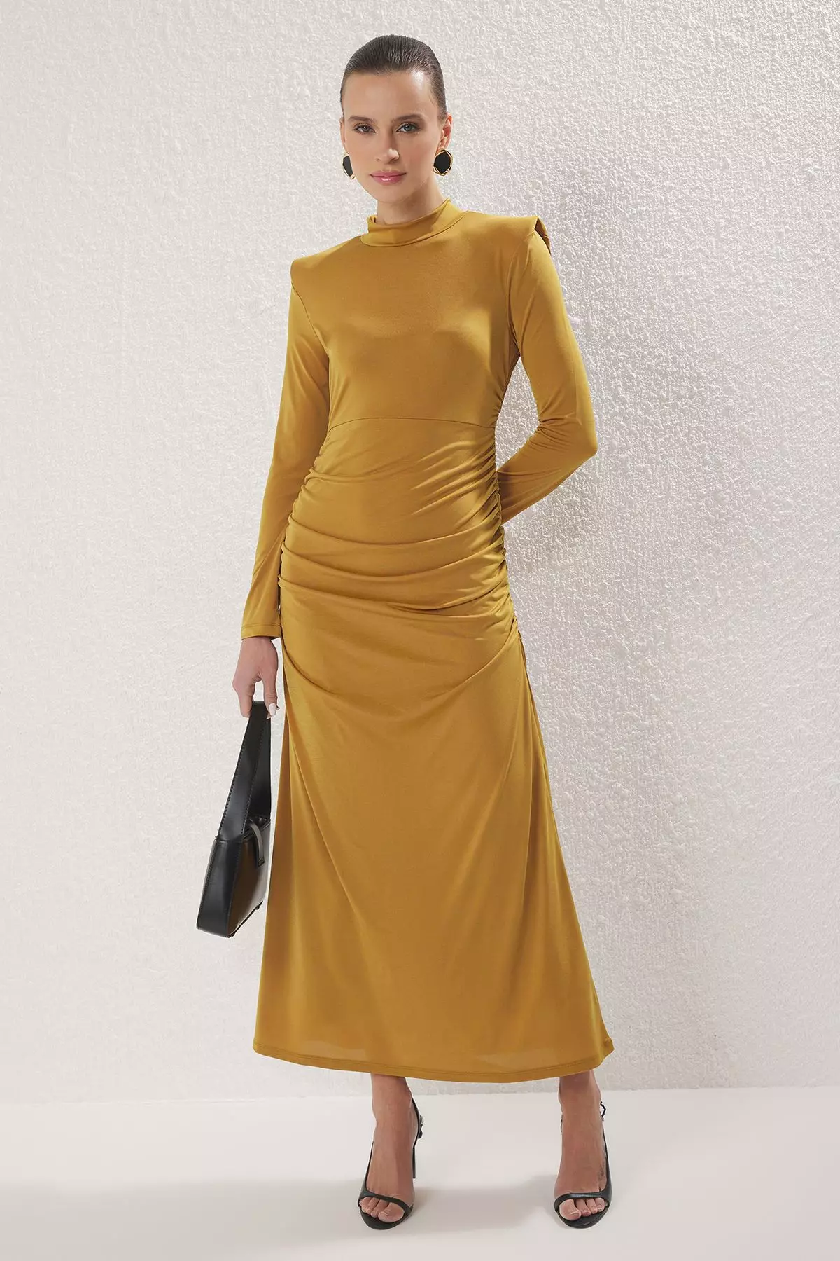 Camel Shoulder Detail Stretchy Knit Dress TCTSS25DB00015