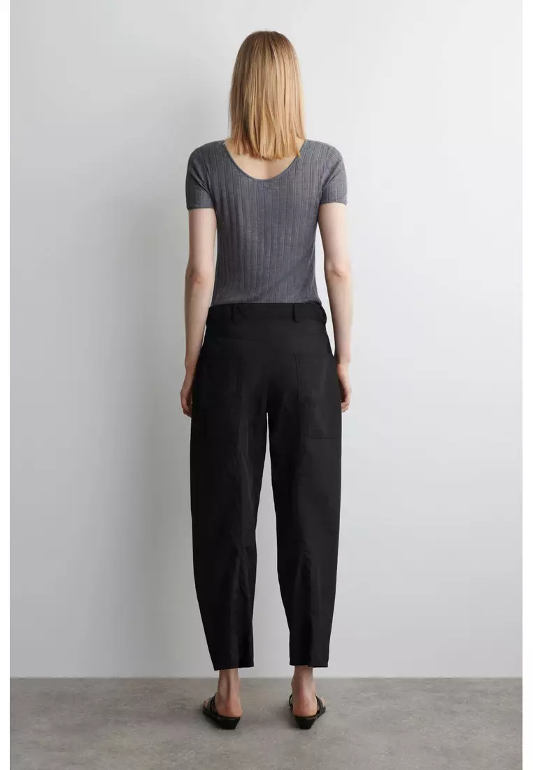 NYLON BARREL-LEG TROUSERS