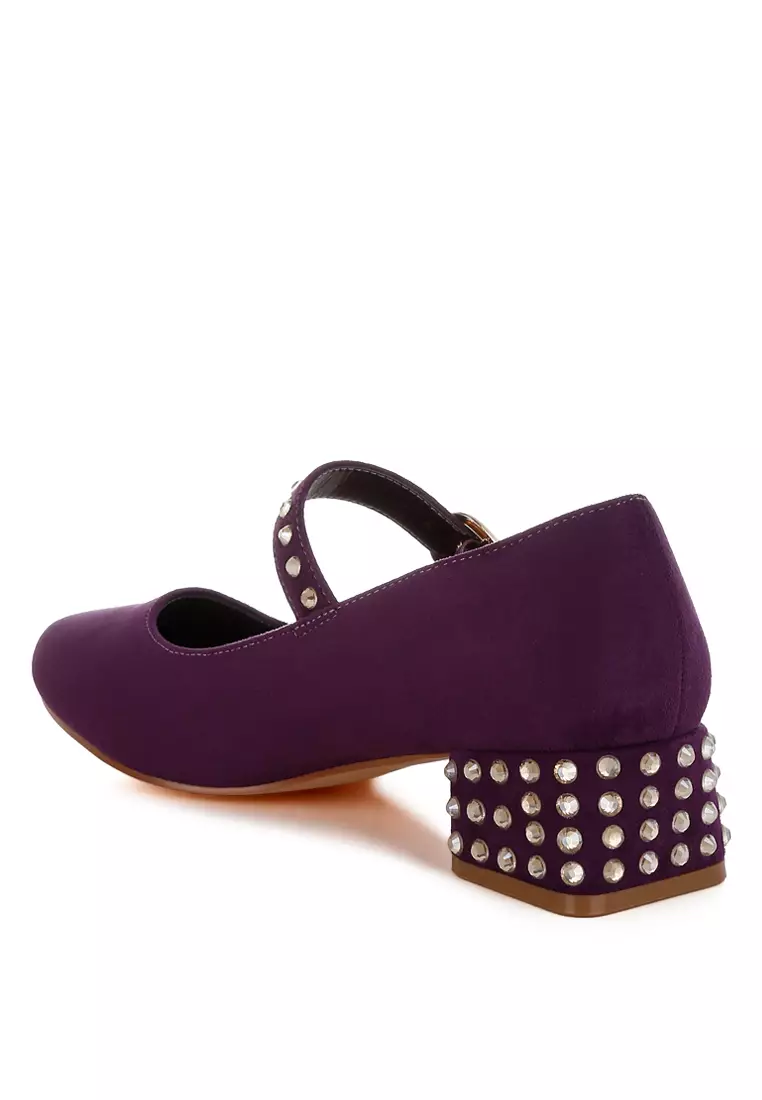 Studded Mary Jane Pumps In Purple