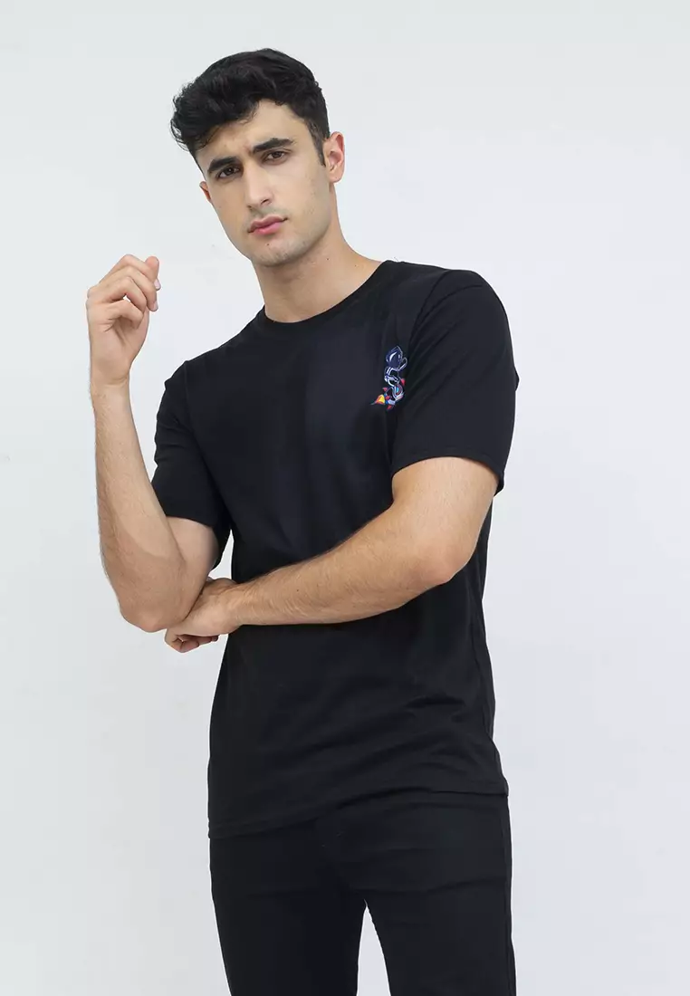 kaos pria lengan pendek Black Space Travel houseofcuff X little fresco