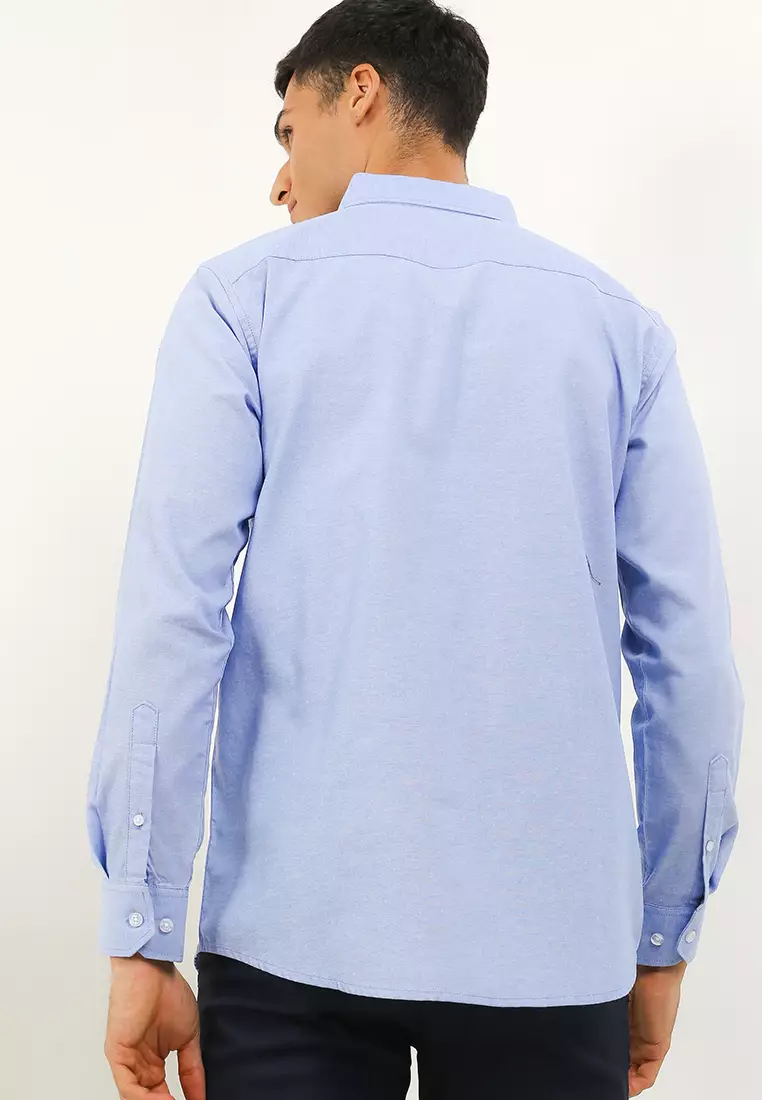 Cotton Well Long Sleeve Oxford Light Blue | Kemeja Lengan Panjang Basic Polos Biru Muda