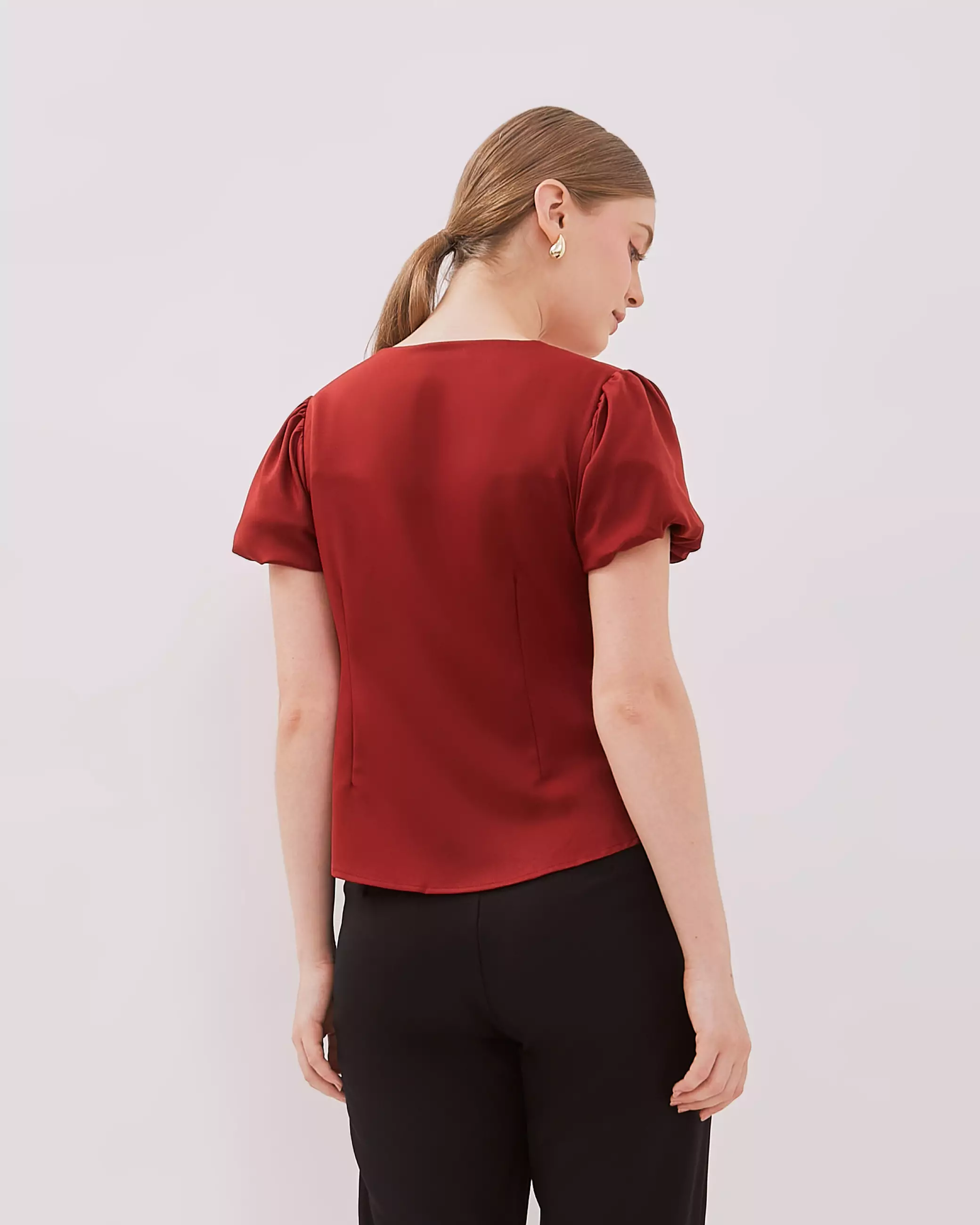 Urban Exchange Angela Maroon Blouse - Atasan Blouse Maroon Square Neck Warna Maroon