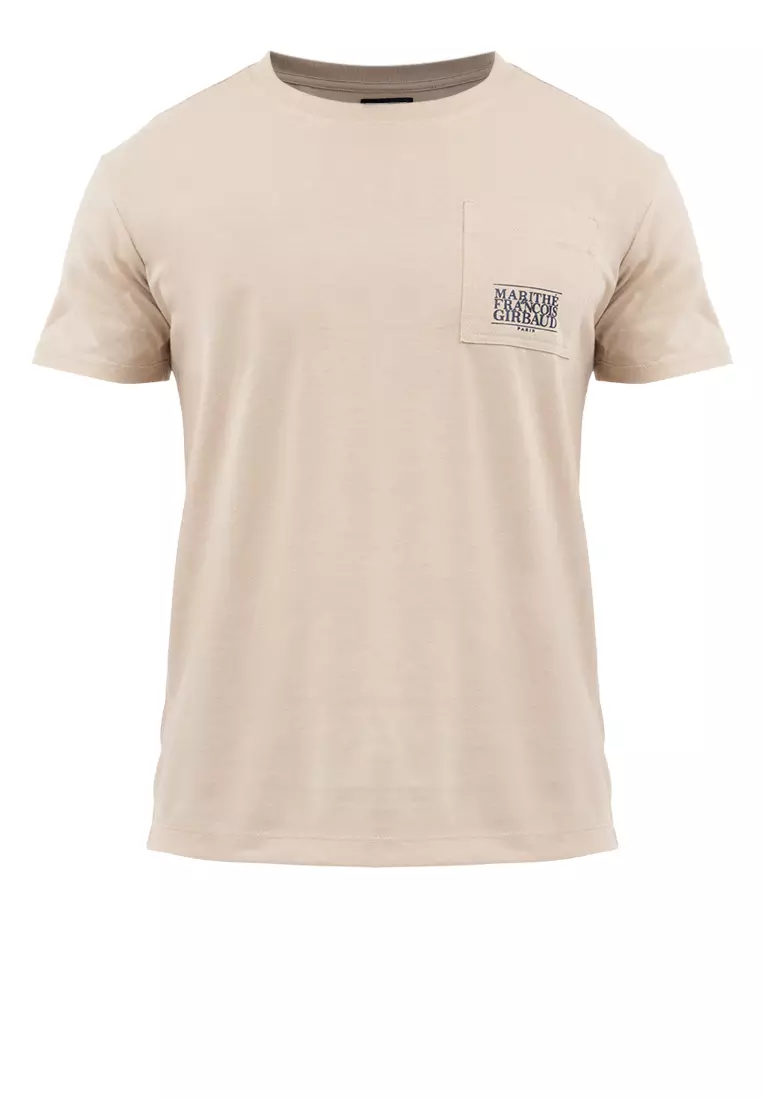Men's Side Pocket Patch Tee Beige