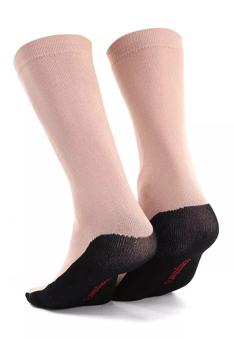 Nercyla Kaos Kaki Wanita Toe Socks Two Tone Casual Footwear Material Spandex ORIGINAL - Light Brown