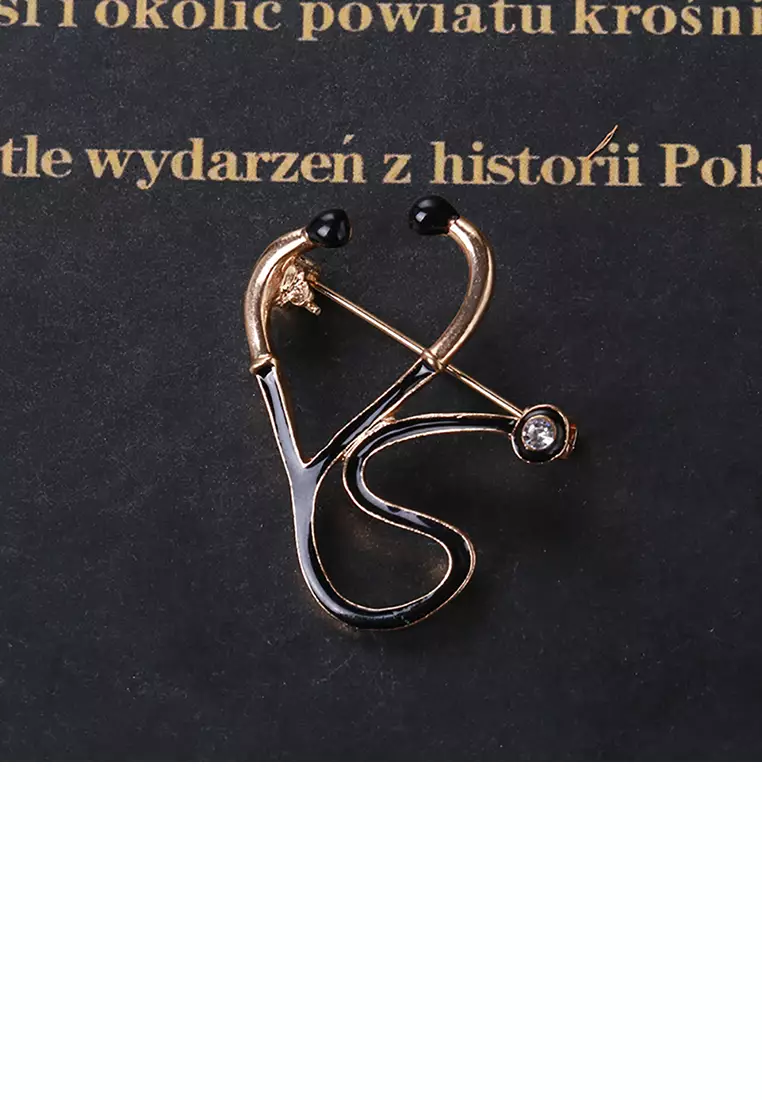 Buy SOEOES Fashion Personality Plated Gold Medical Stethoscope Brooch ...