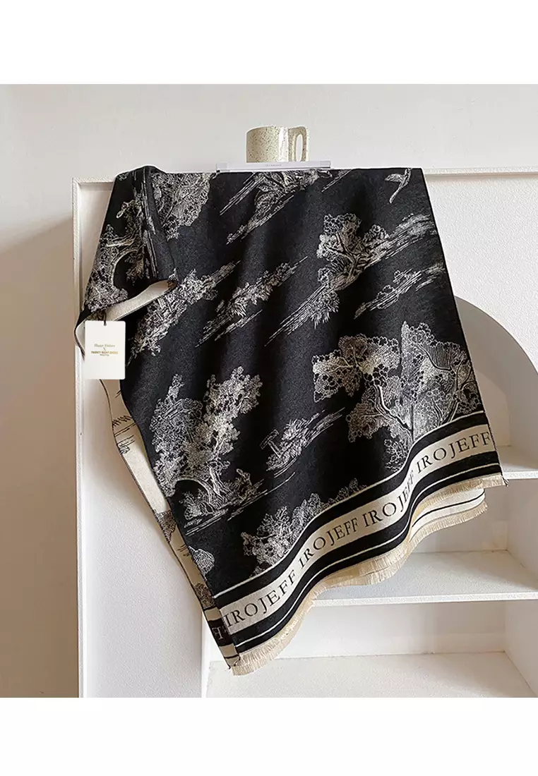 Landscape Painting Faux Cashmere Scarves AS-SY28625