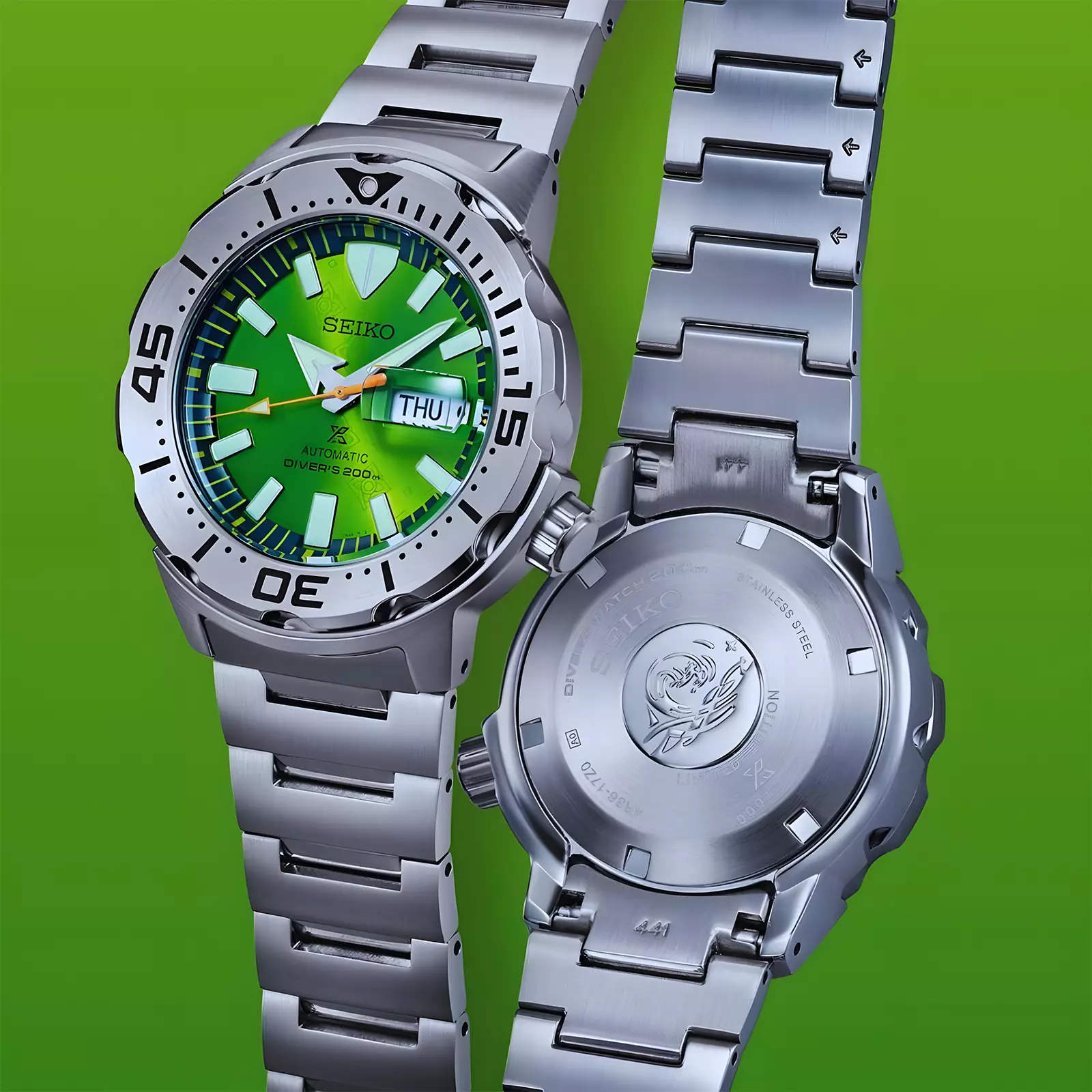 Seiko Prospex The "Prajam Yam" Thailand Monster Limited Edition - Jam Tangan Analog Pria - Silver Green - Stainless Steel Band - SRPL41K1