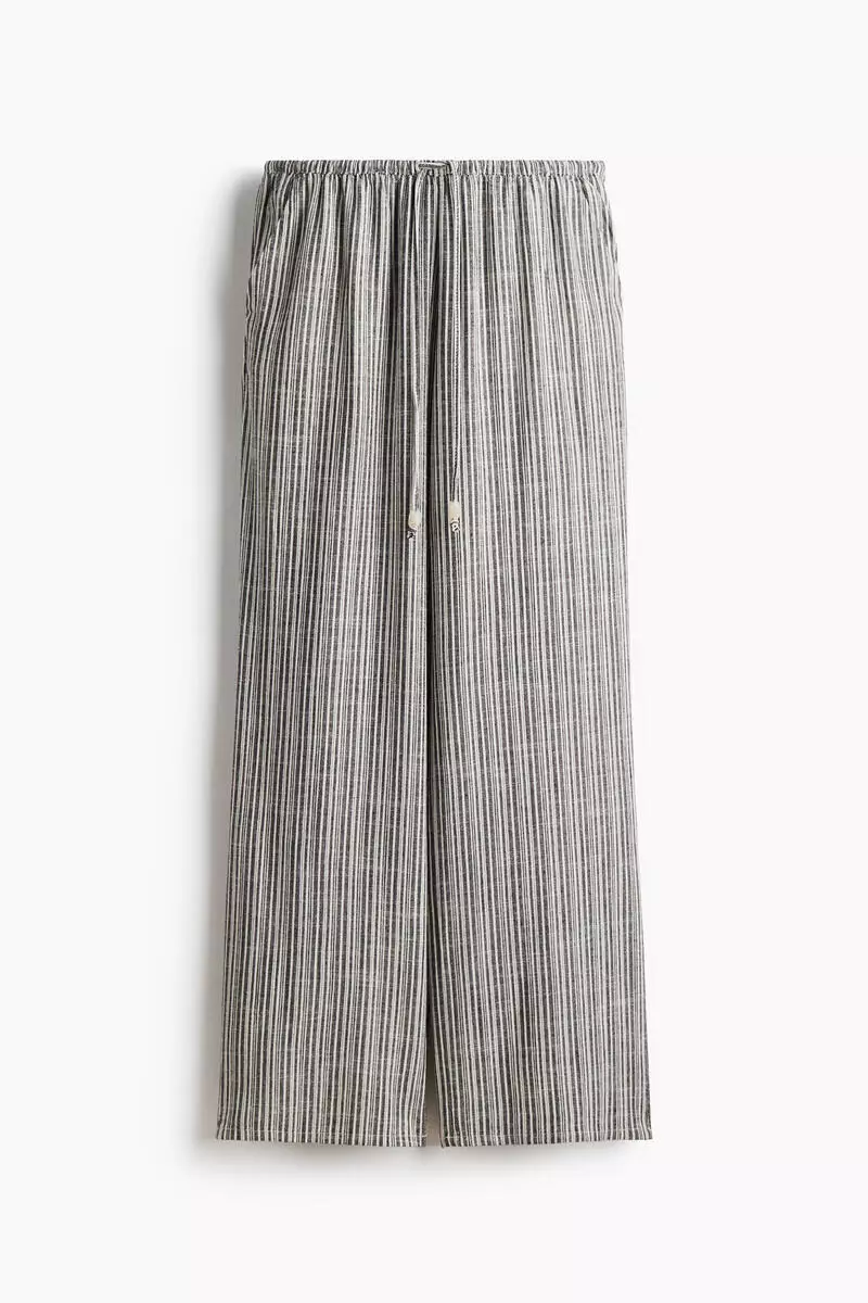 Linen-blend drawstring trousers