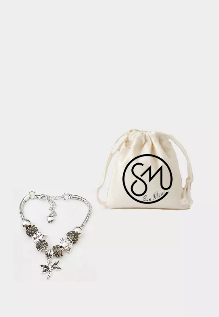 Accessories Wanita Dragon ly Pomora Charm Bracelet Gelang Wanita Black & Silver