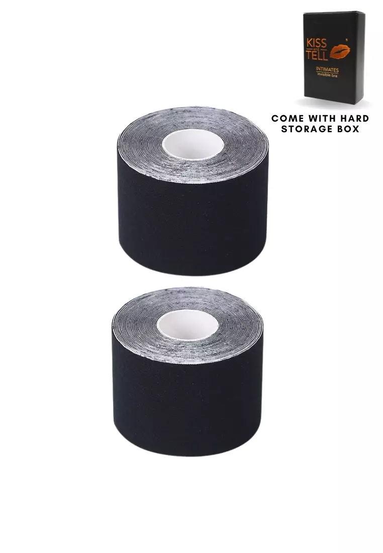 2 Pack Premium 5cm Body Tape Invisible Breast Lifting and Sports Muscle Tape Roll Waterproof in Black