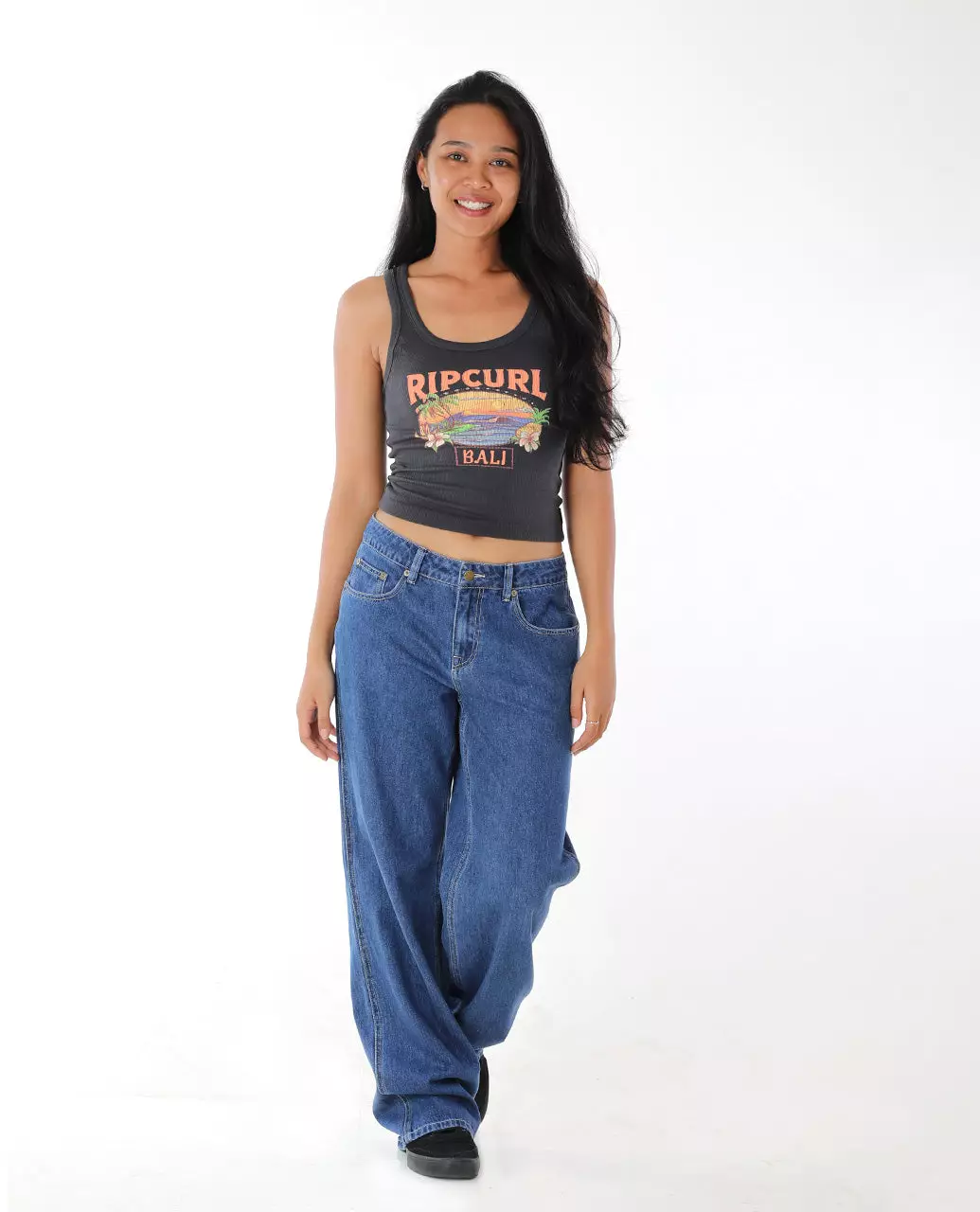 Jual Rip Curl Rip Curl Women Sunset Ribbed Tank - Washed Black Bali ...