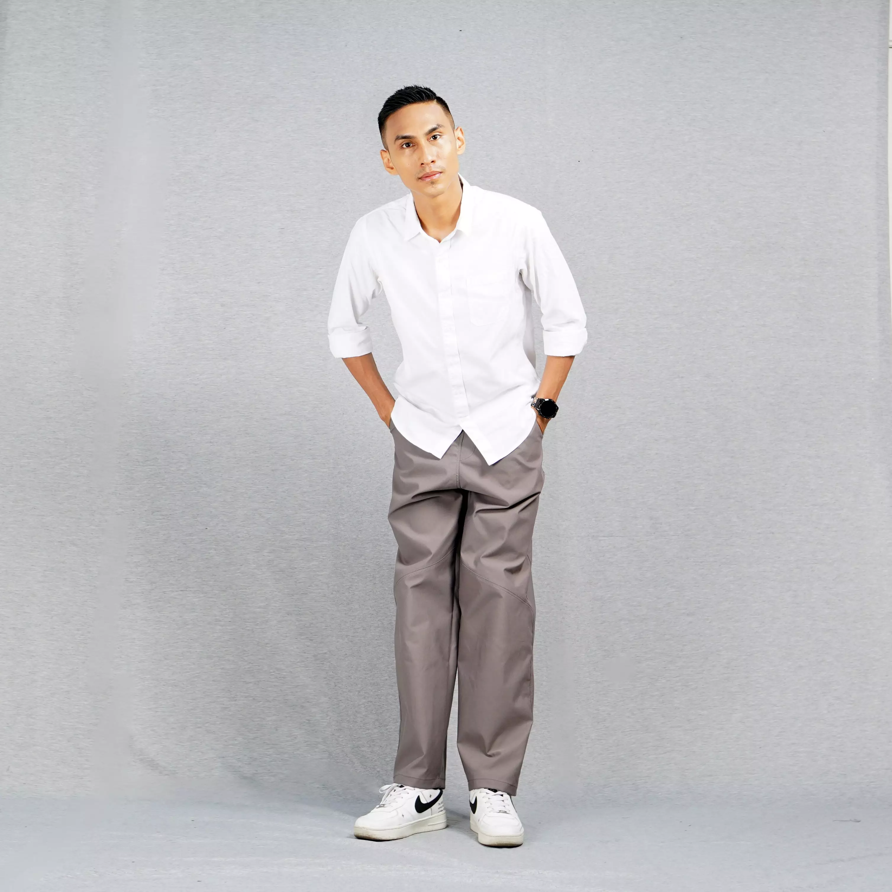 JORDI Celana Chino Pria Reguler Fit Celana Panjang Chino Pria Celana Panjang Pria - ABU