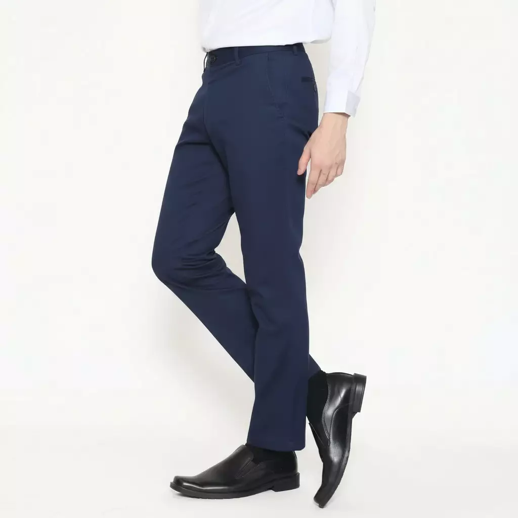 Schoeller Celana Panjang Chinos Pria Slim Fit Cotton Stretch Warna Navy – S.1-CCSF.-O10A-CTS-SF