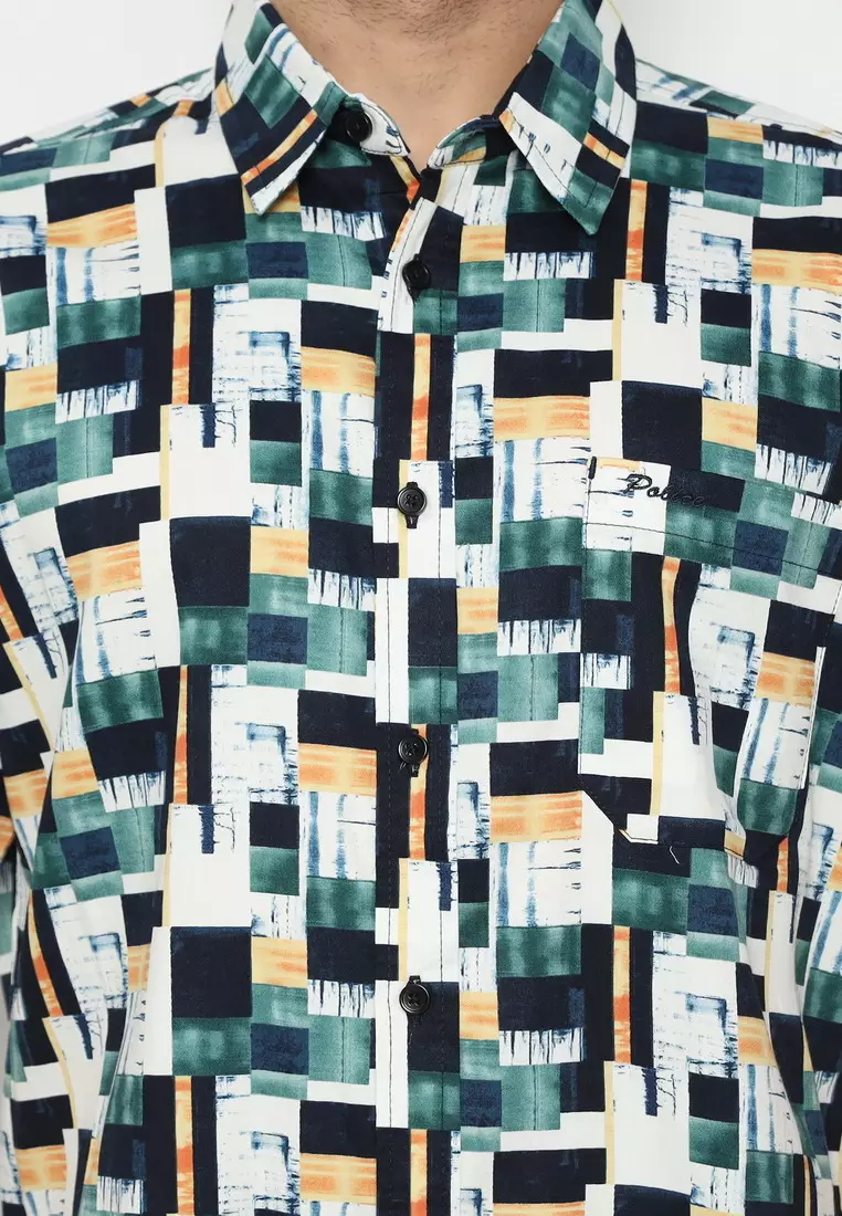 POLICE Kemeja Printing Cotton Tencel Regular Fit Pria