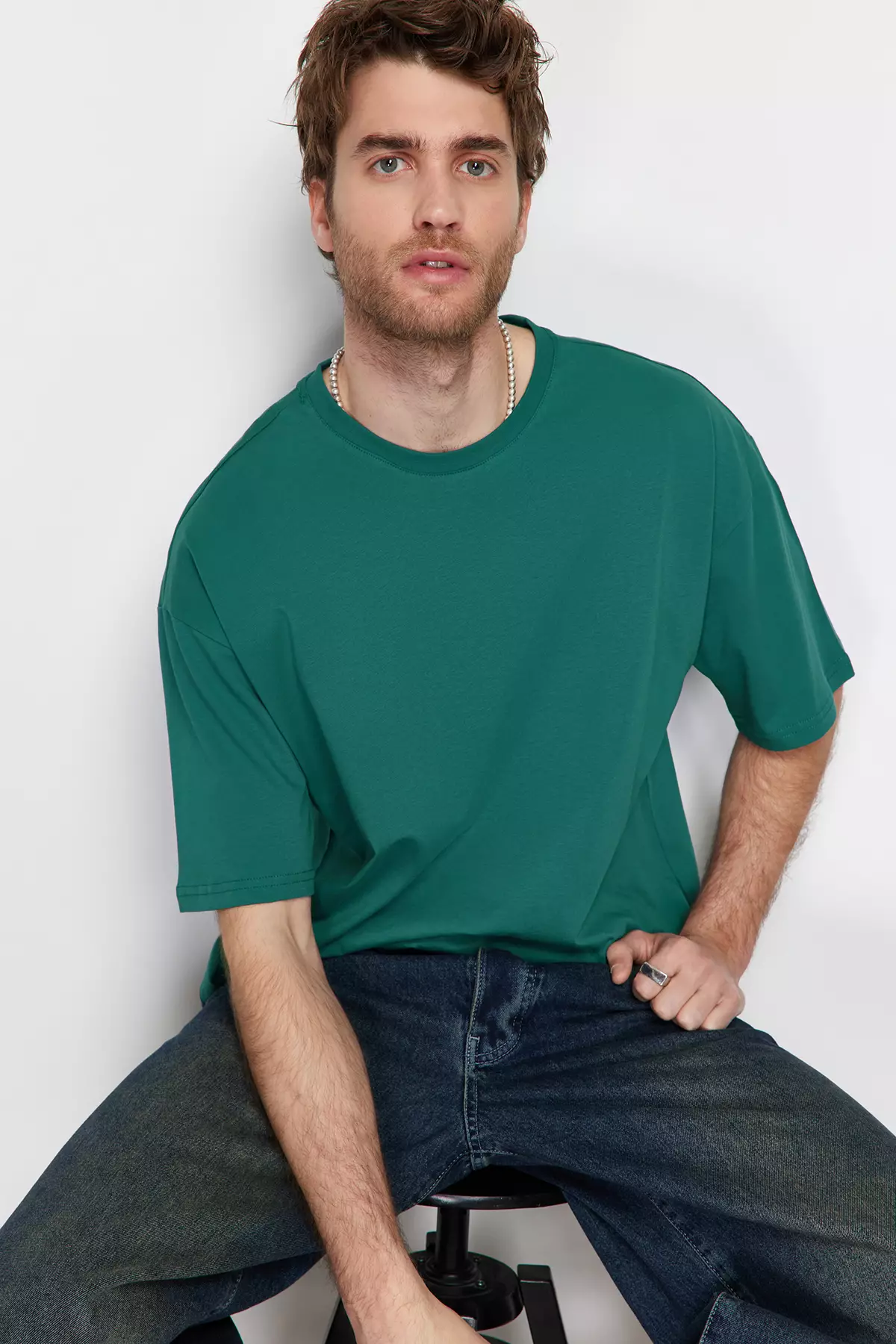 Emerald Green Oversize Tok Fabric T-Shirt - 100% Cotton Tmnss22Ts0318