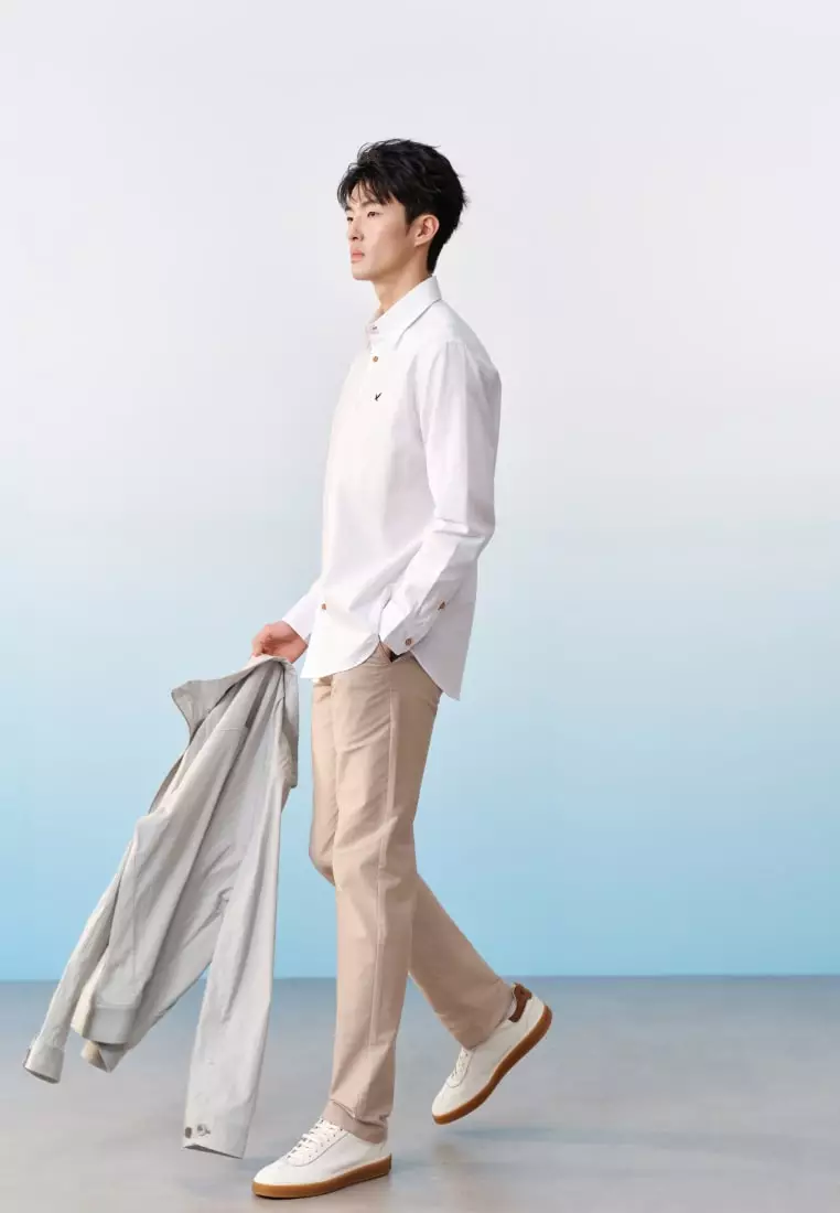 G2000 Wrinkle Free Cotton Oxford Relax Fit Long Sleeve Casual Shirt With Logo