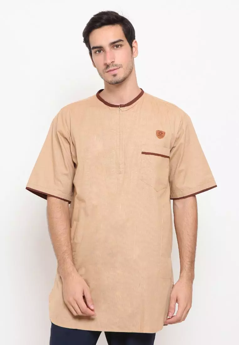 Zayidan Baju Koko Gamis Muslim Pria Umar - Cream