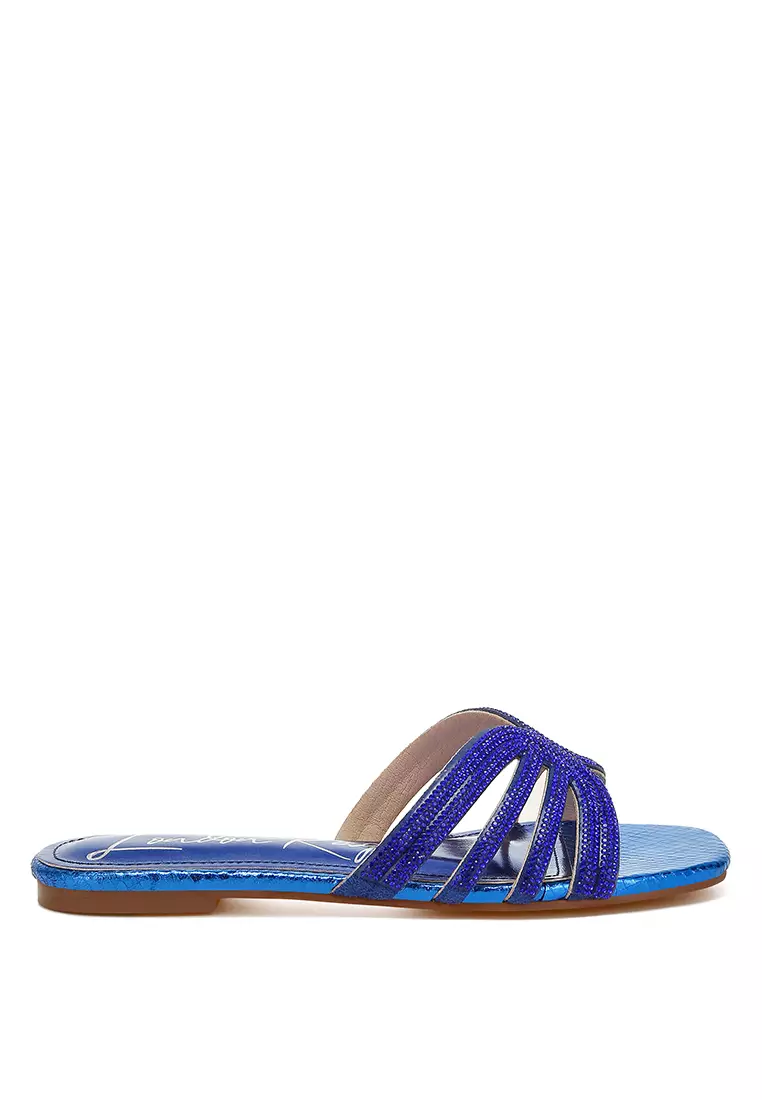 Discount on London Rag  shoes - SKU: Royal Blue Rhinestone Cut Out Flats