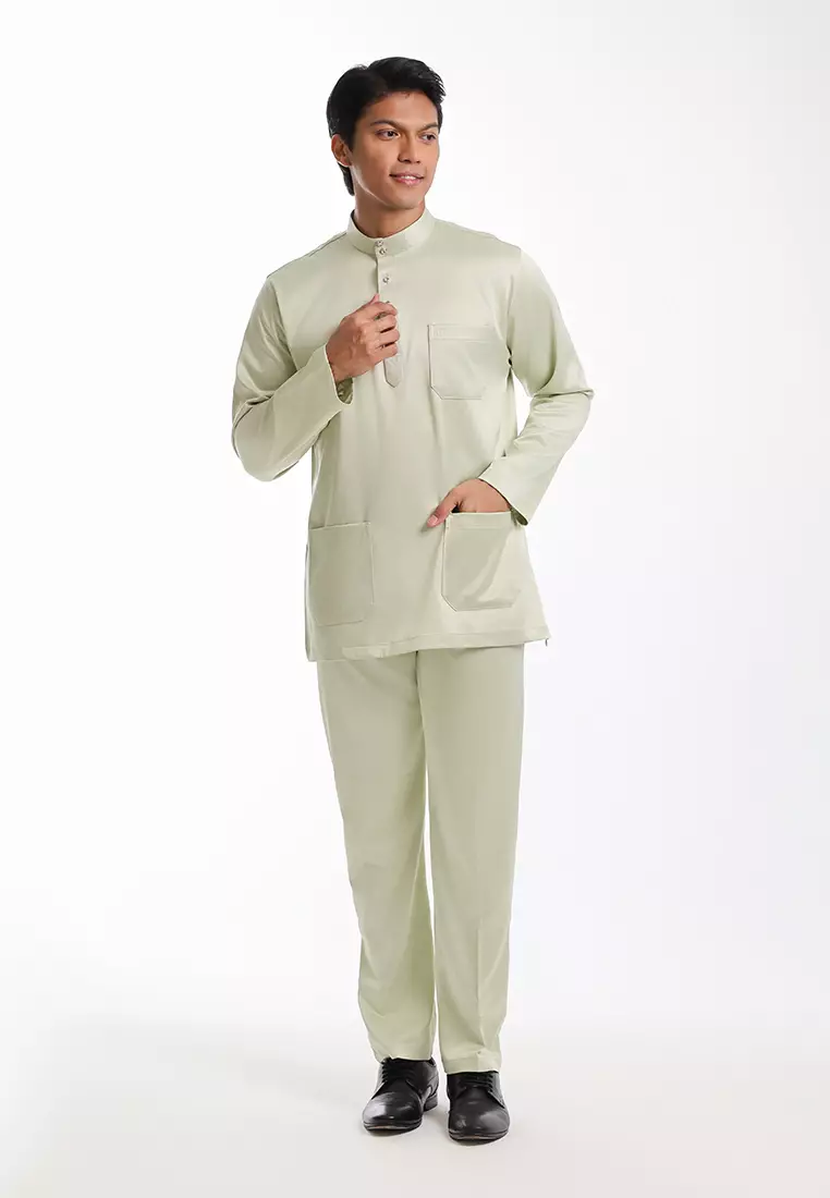 Alain Delon Baju Melayu Cekak Musang Dewasa - 19026005-41AloeGreen