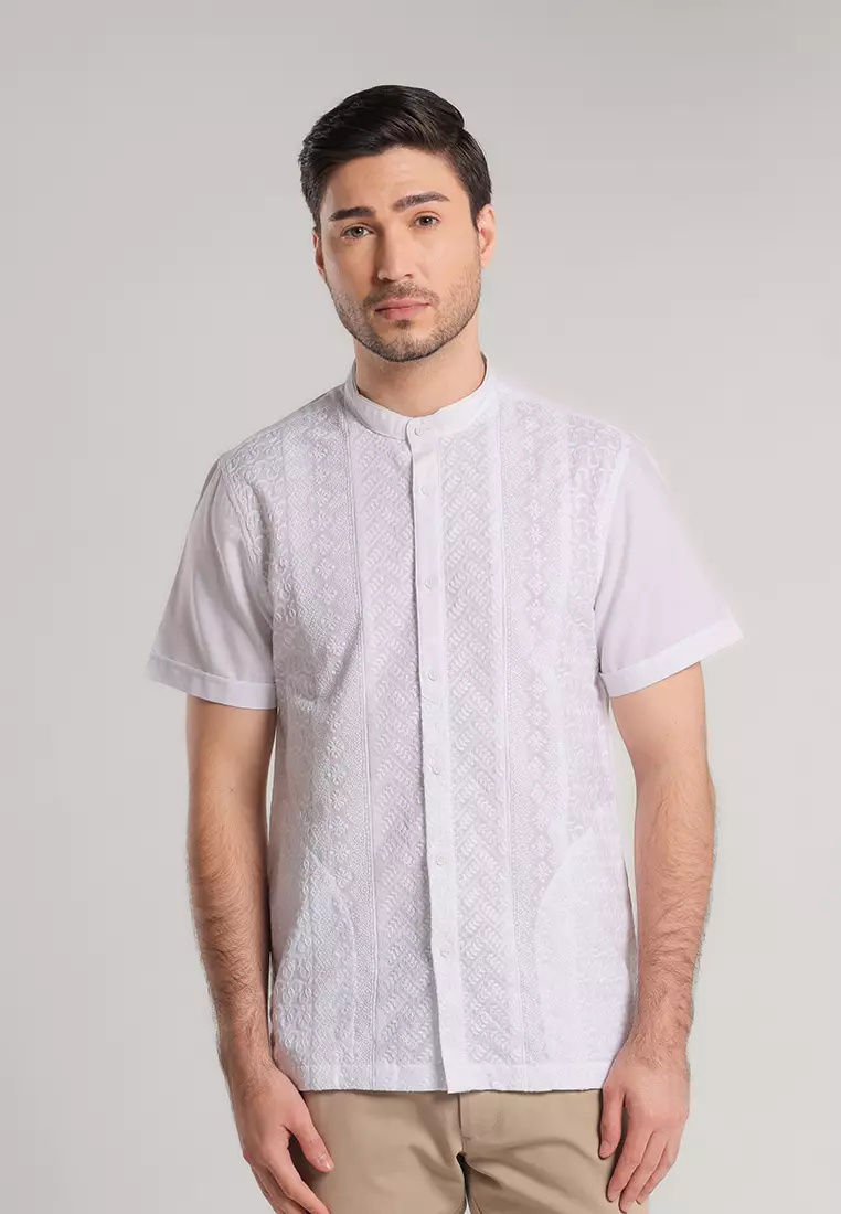 MOC Kemeja Shanghai Lengan Pendek Pria Faisal - White