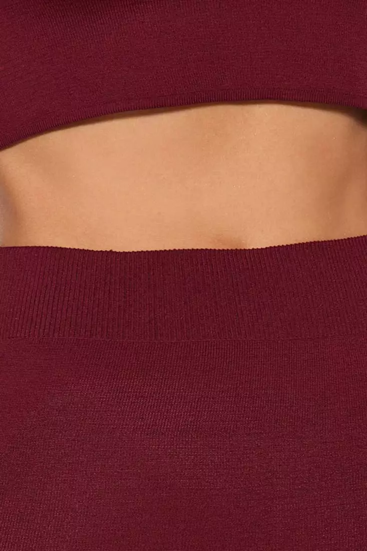 Knit Crop Top & Slit Mini Skirt Set