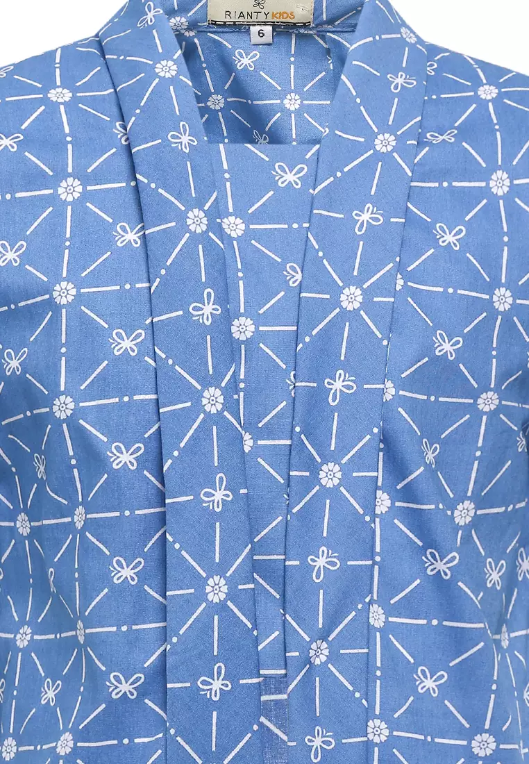 Setelan/ Stelan Baju Anak Perempuan Kebaya Kids Atasan dan Bawahan Rok Girls Zinnia Blue