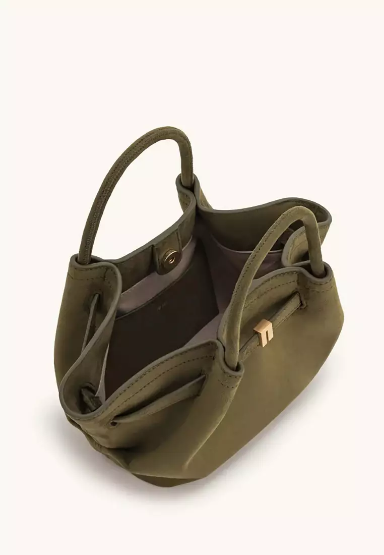 Hana Mini Faux Suede Tote Bag - Olive