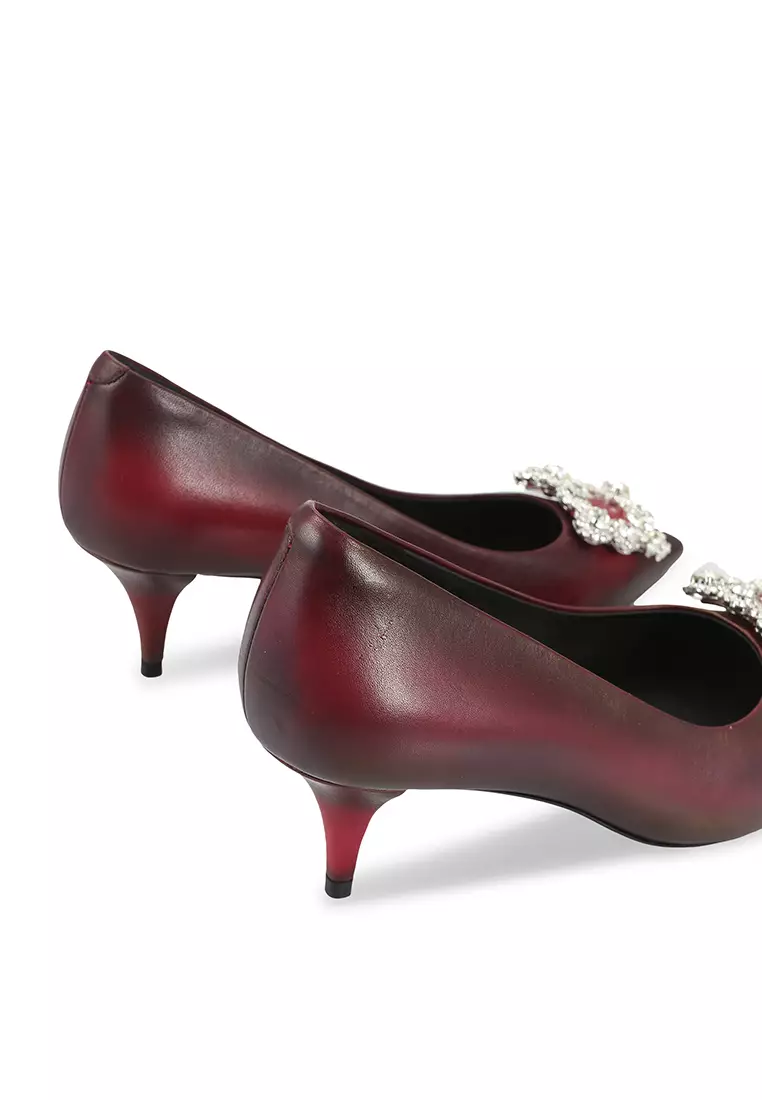 HOPE ROSA Hope Rosa Marylyn Handpainted Pink Crystal Kitten Heel Pumps