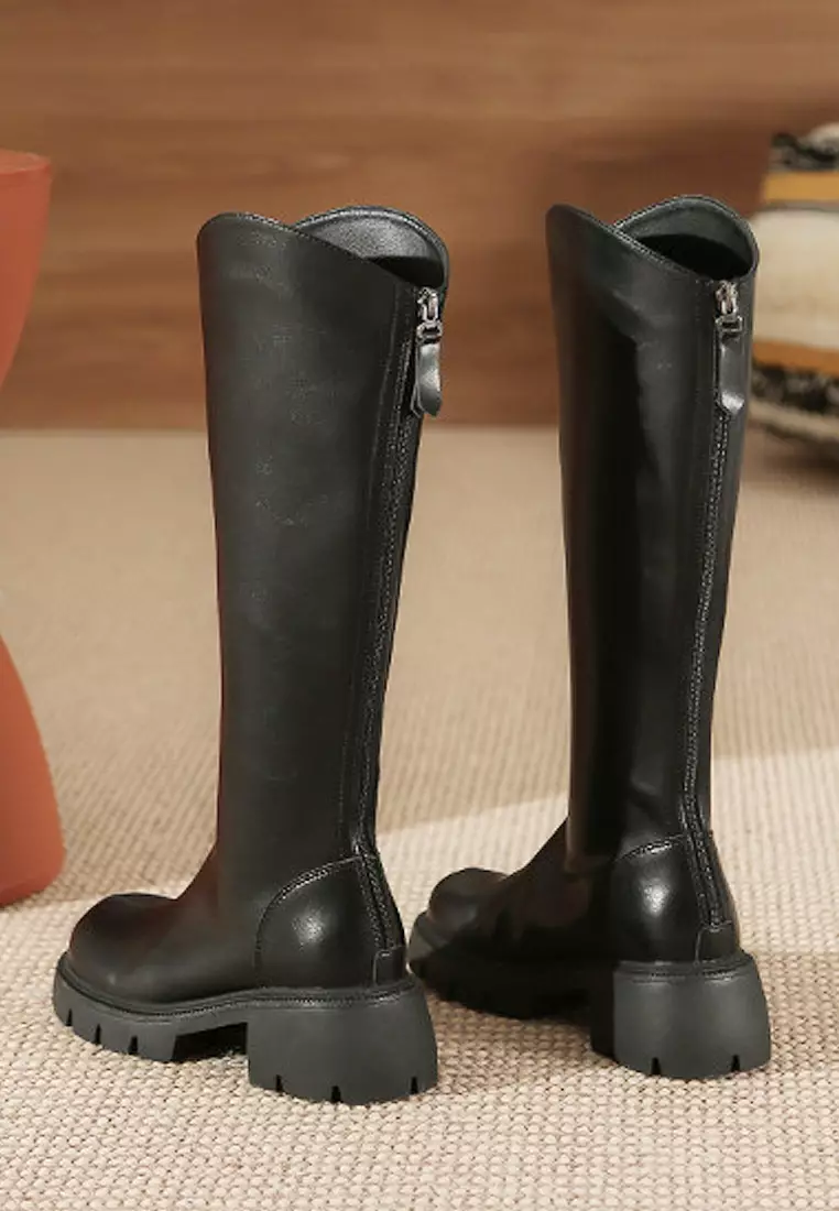 VANSA Simple Round Toe Platform High Boots VSW-B686106
