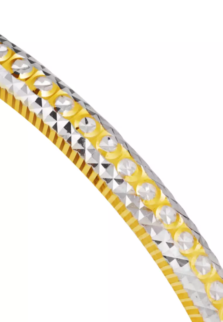 TOMEI Dual-Tone Thin Bangle, Yellow Gold 916