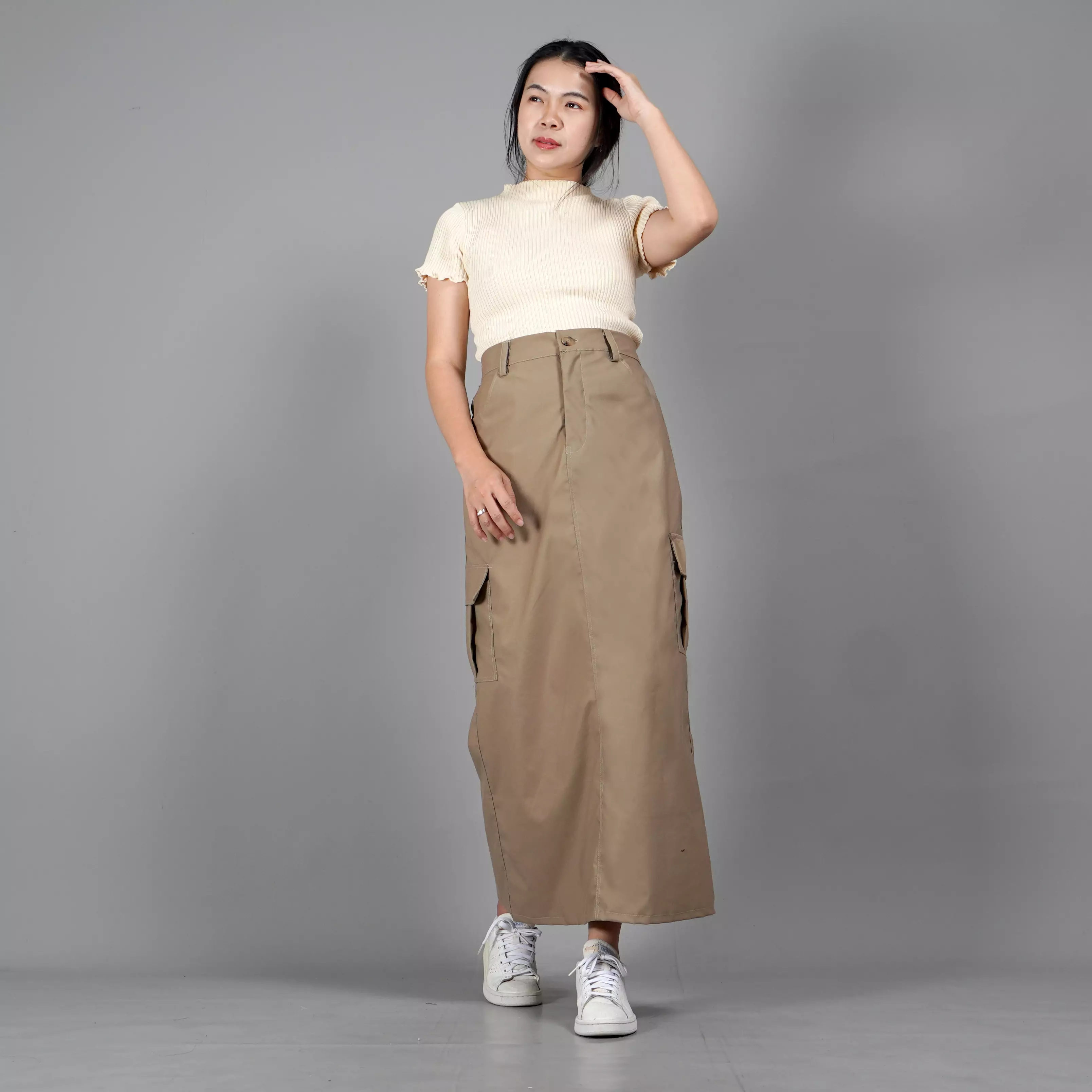  MAGGIE Rok Cargo Bawahan Wanita Kekinian Model Terbaru - KHAKI