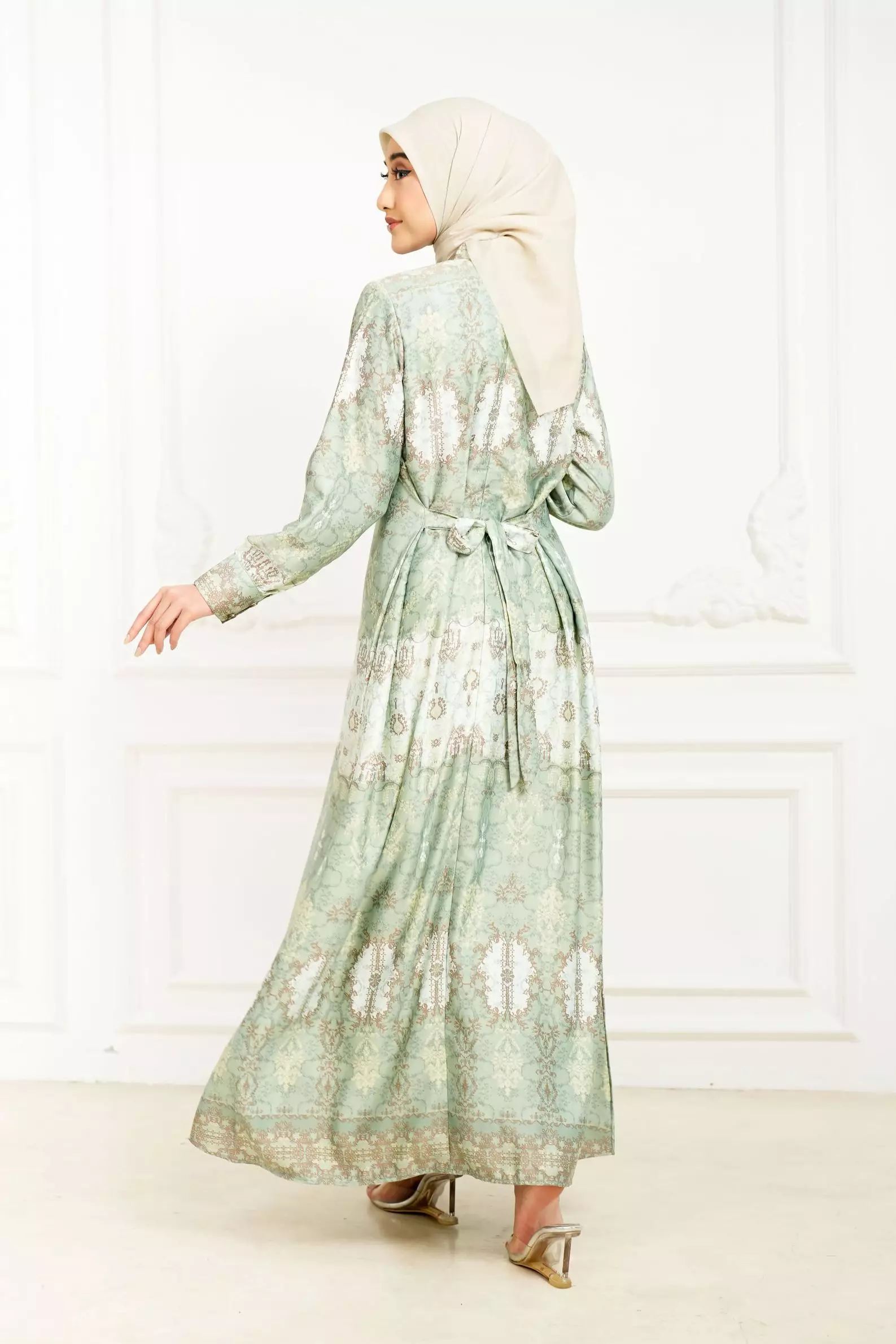 Sarimbit Arunika Sage Green Wanita  Gamis Dress