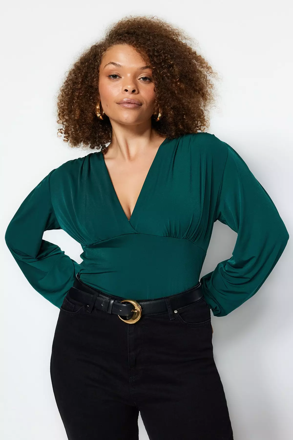 Green blouse plus size hotsell