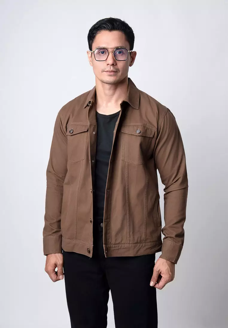 Jacket Trucker Cotton Twill Premium Dark Brown