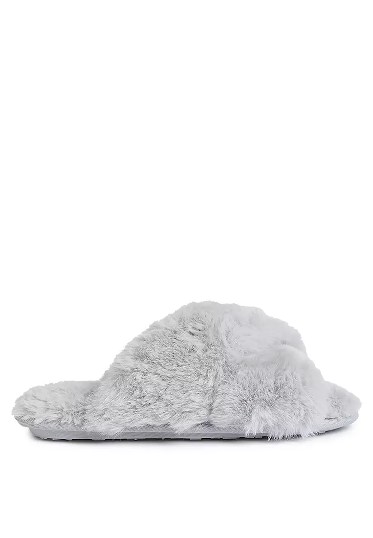 Jual Marks Spencer Faux Fur Crossover Slider Slippers Original