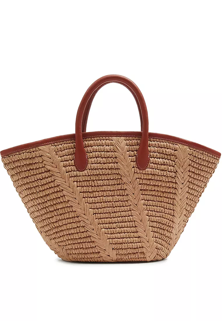 Buy Other Stories Leather Trimmed Straw Tote Bag Online ZALORA