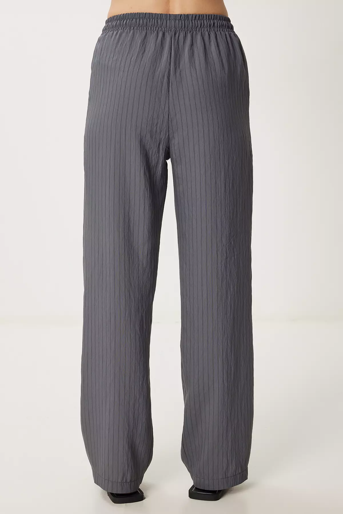 Women's Anthracite Striped Shirt Pants Set Wf00138