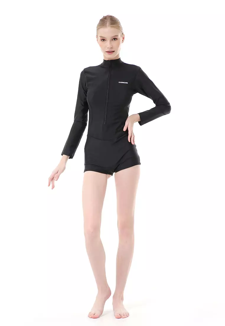 Amina Baju Renang Wanita One Piece Long Sleeve High Quality - Black