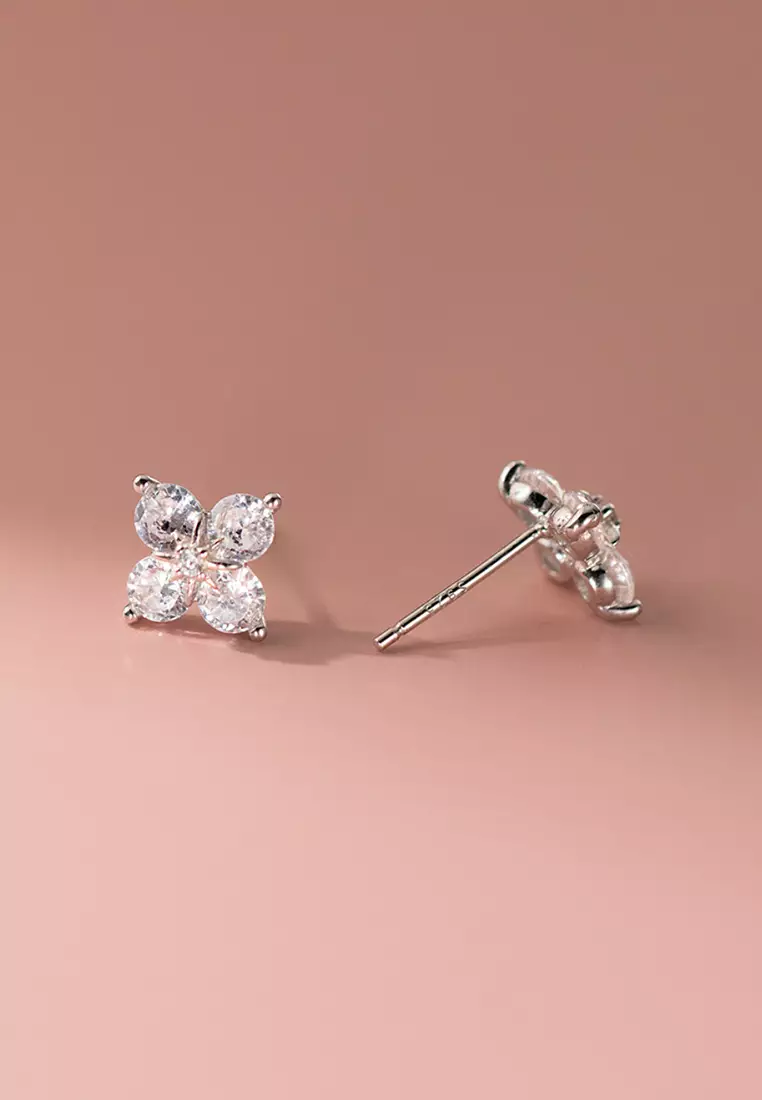 925 Silver Zircon Floral Earrings JW AR-M05402