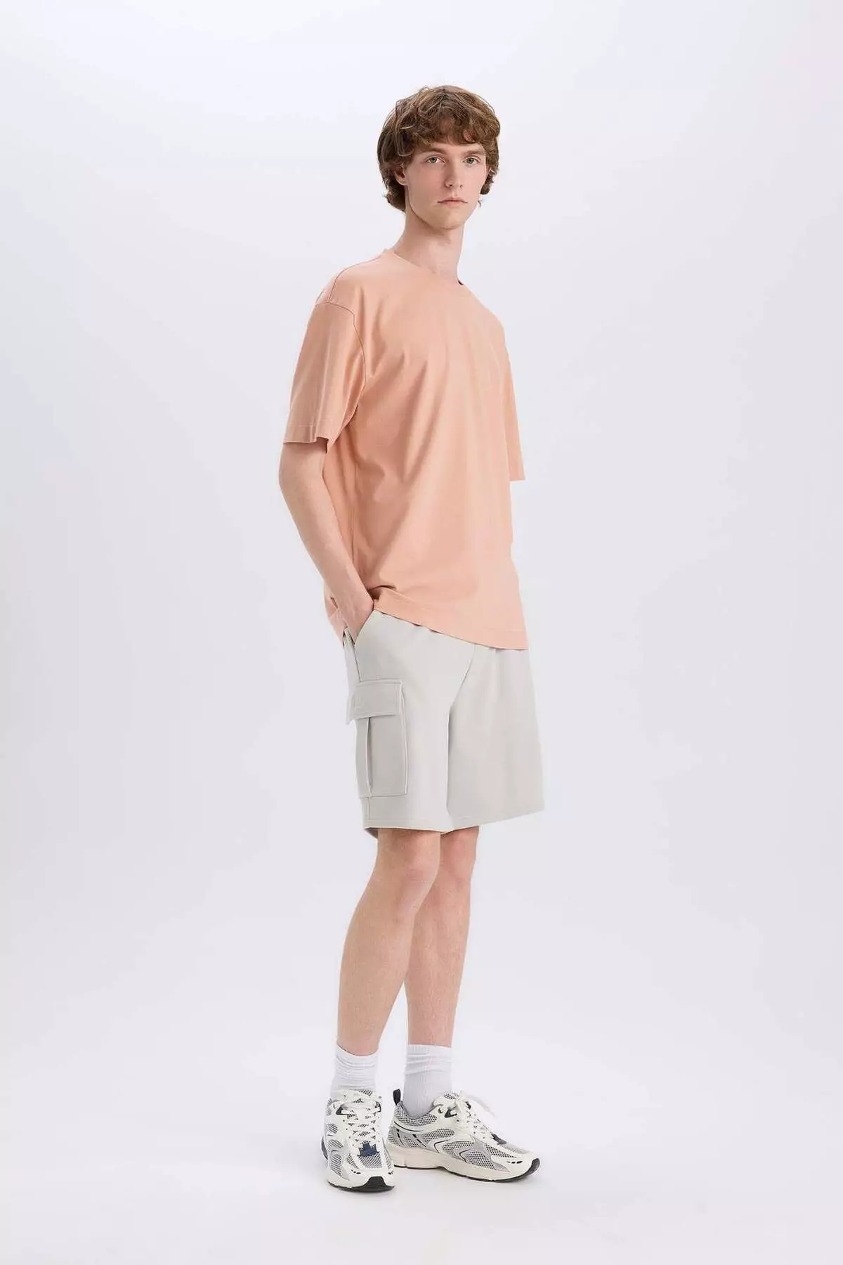 Regular Fit Lace-Up Waist Cargo Pocket Shorts D9494Ax25Sm