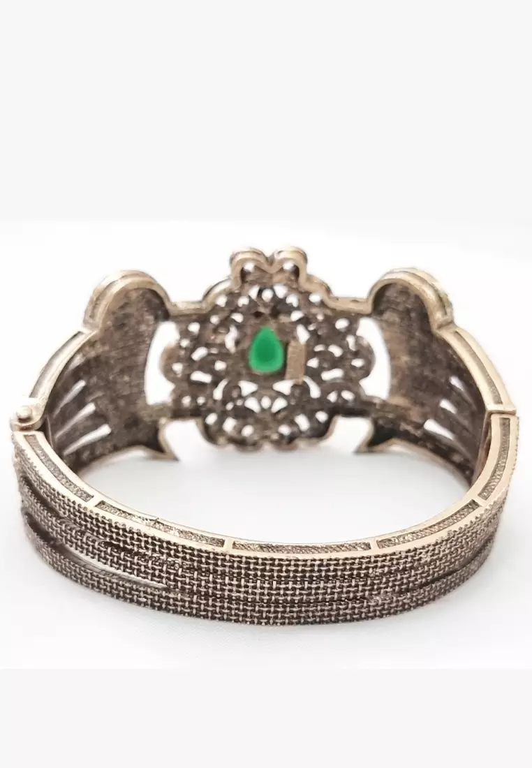 Paisley Diamante Embellished Bracelet Gelang Wanita Green