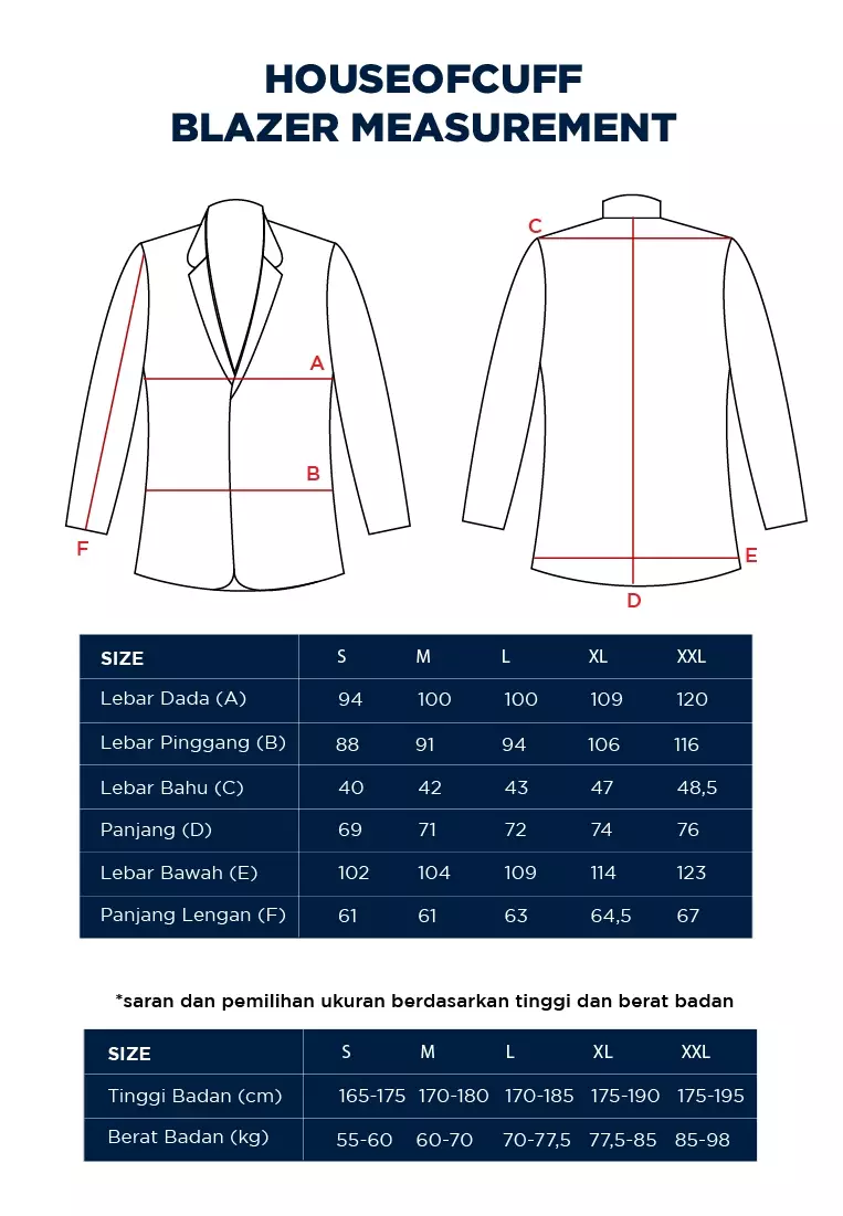 Houseofcuff Jas Slim Fit Suit Blazer Formal Warna Navy