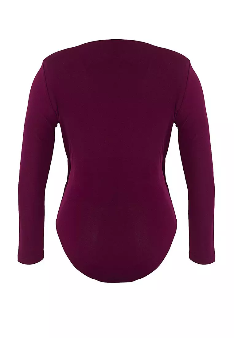 Plum Double Breasted Collar Bodycone Plus Size Body Tbbaw25Cs00008