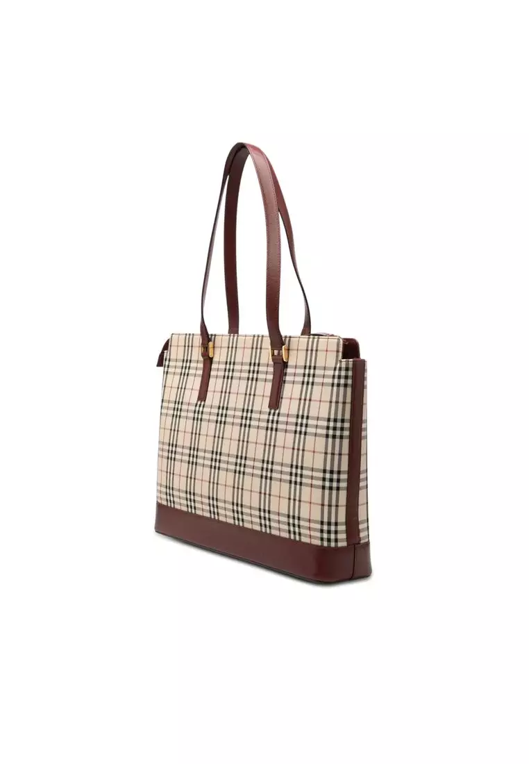 Pre-Loved Burberry House Check Canvas Tote
