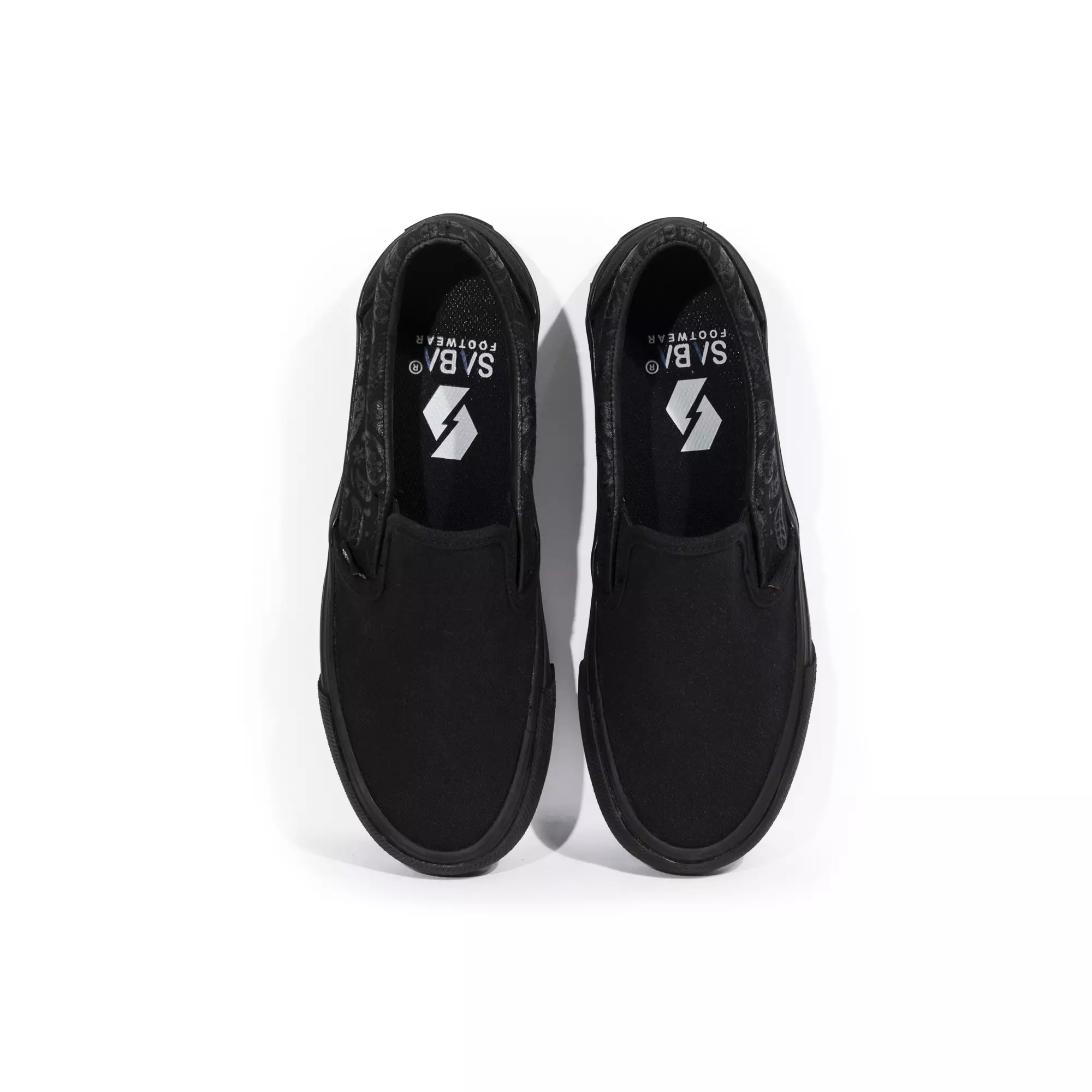 SABA Slip on Paisley Mono Black - Sepatu Sneakers Casual Pria Wanita