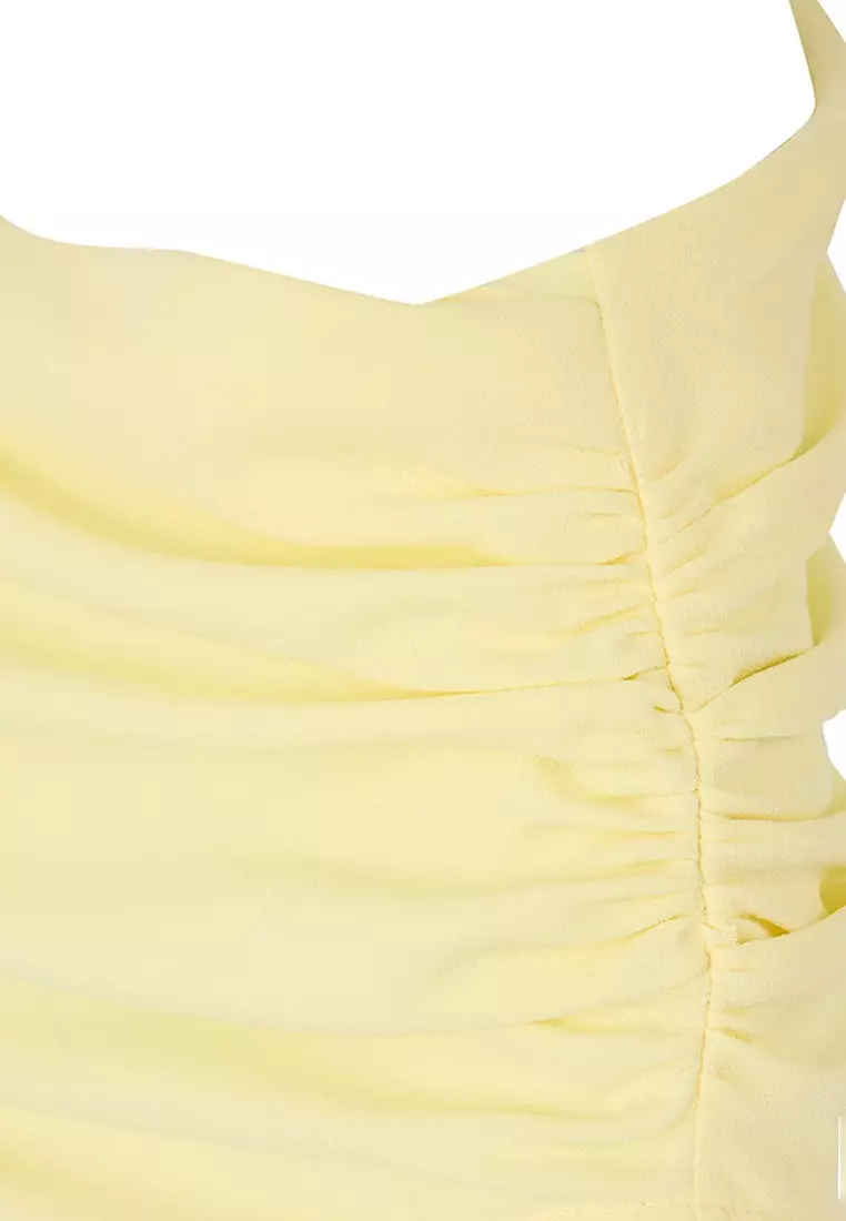 Asymmetrical Ruched Midi Dress