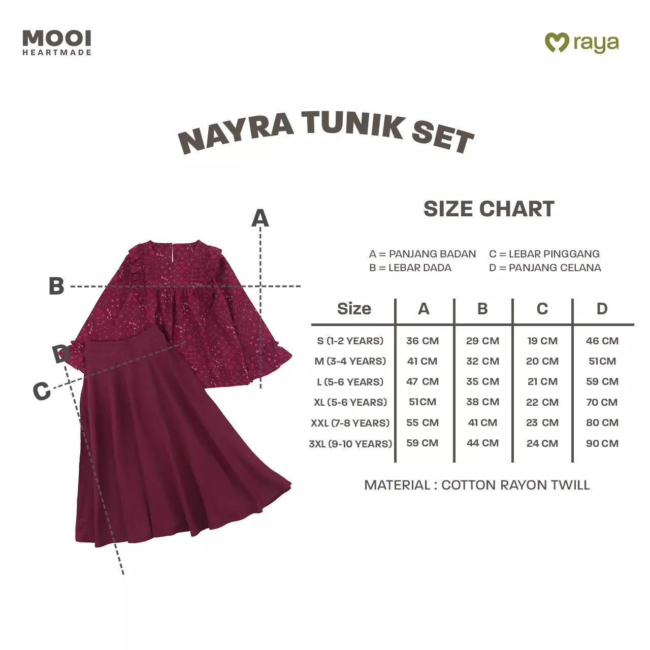Mooi Setelan Anak Perempuan Raya Collection Nayra Tunik Set Zeina Series - White